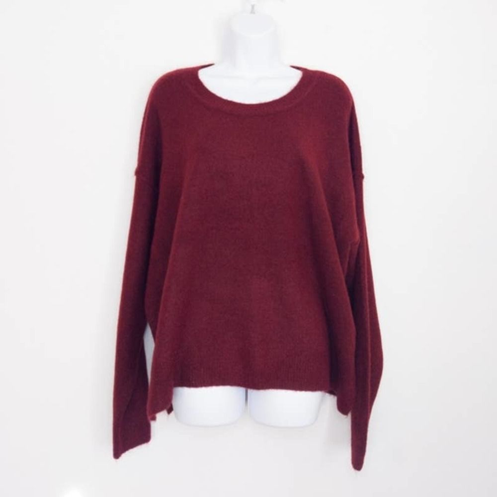 NWT Max Studio Pullover Crew Neck Sweater Garnet Long Sleeve Womens Size M